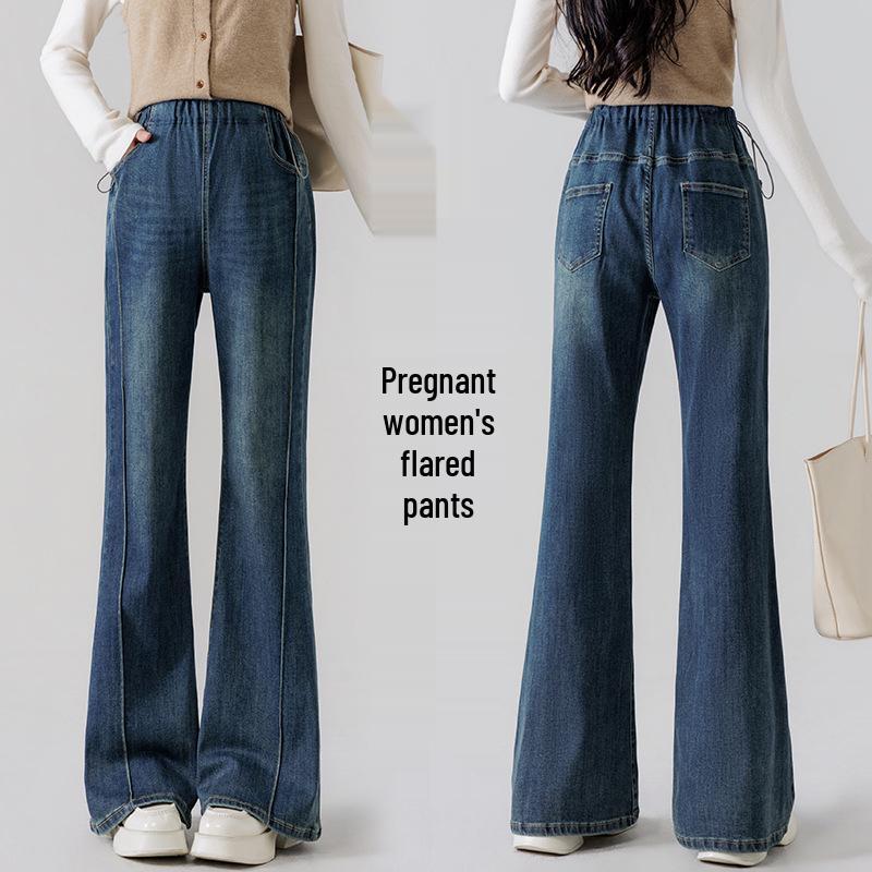 Spring Maternity Flare Pants: Fashionable, Versatile, Loose-Fit Plus Size Jeans for Casual Wear