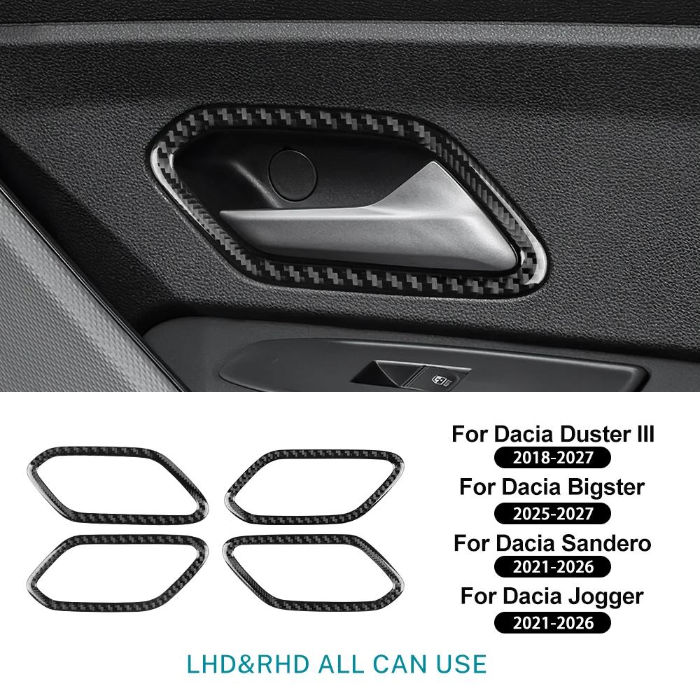 Soft Carbon Fiber For Dacia Duster III 2018-2027 Bigster 2025-2027 Sandero Jogger 2021-2026 Inner Door Handle Frame Trim Sticker