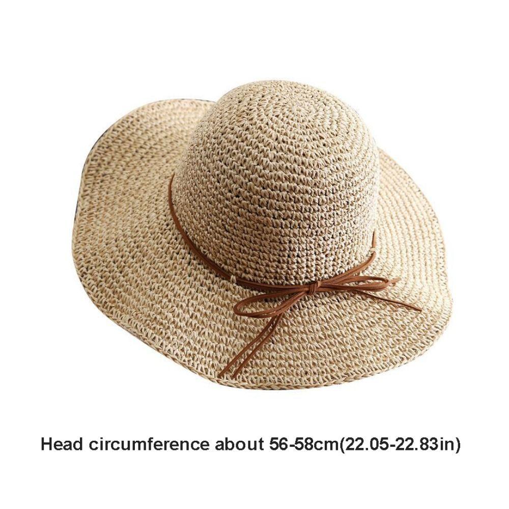 Fashion French Style Bow Straw Hat Spring Summer Beach Folding Straw Hats Travel Wide Brim Women's Sun Hat Outdoor