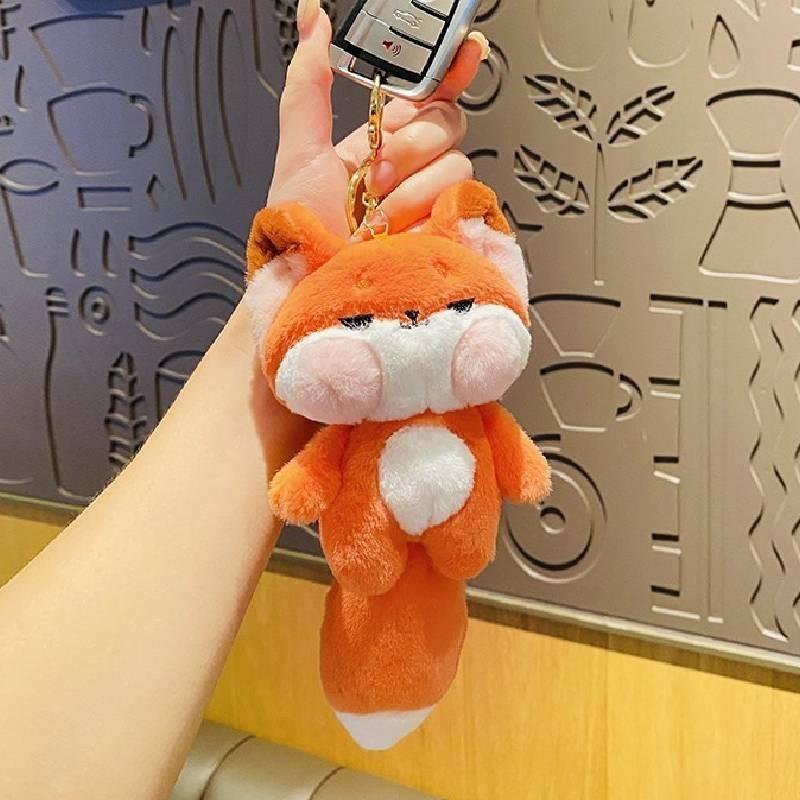 Creative Plush Fox Keychain For Lovers Adorable And Fluffy Car Charm For Gifts