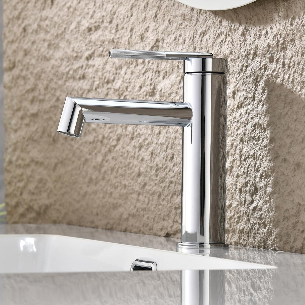 New Bathroom Brush Gold Basin Faucet Chrome Single Lever Hot and Cold Solid Brass Crane Brass Sink Mixer Gray Tap