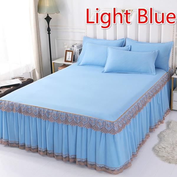 

Домашний декор, роскошный стиль, кружевная нескользящая мягкая и удобная юбка-кровать и наволочки (Размер: Твин/полный/королевский/король) 1 шт. комплект 180x200 1pcs светло-синий