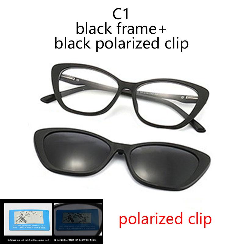 

2 In 1 TR90 Material Magnetic Snap-on Sunglasses Polarized Clip Night Vision Glasses Nearsighted Sunglasses Cat Eye 2 in 1