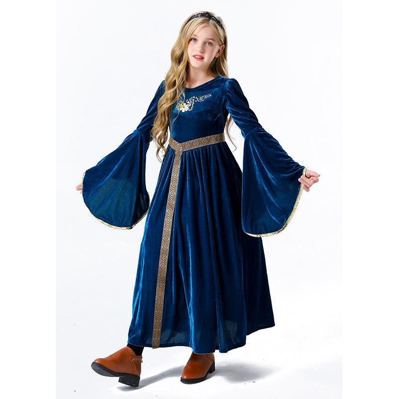 Cosplay Halloween costume, vintage court ball horn sleeves cosplay children's show clothes European medieval costume