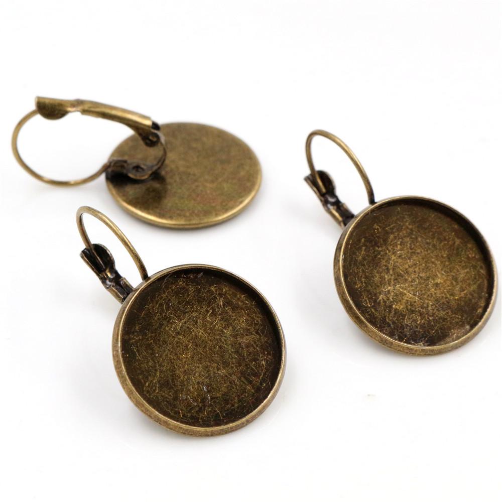18mm 10pcs 9 Colors Plated French Lever Back Earrings Blank/Base,Fit 18mm Glass Cabochons,Buttons;Earring Bezels