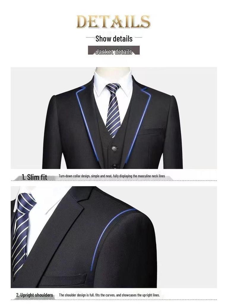 Men's Business Casual Formal Suit for Work, Interviews, Weddings, or Groomsman Attire