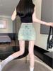 2024 Women's Slimming A-Line High Waist Denim Mini Skirt with Anti-Exposure Shorts - Petite To Plus Size