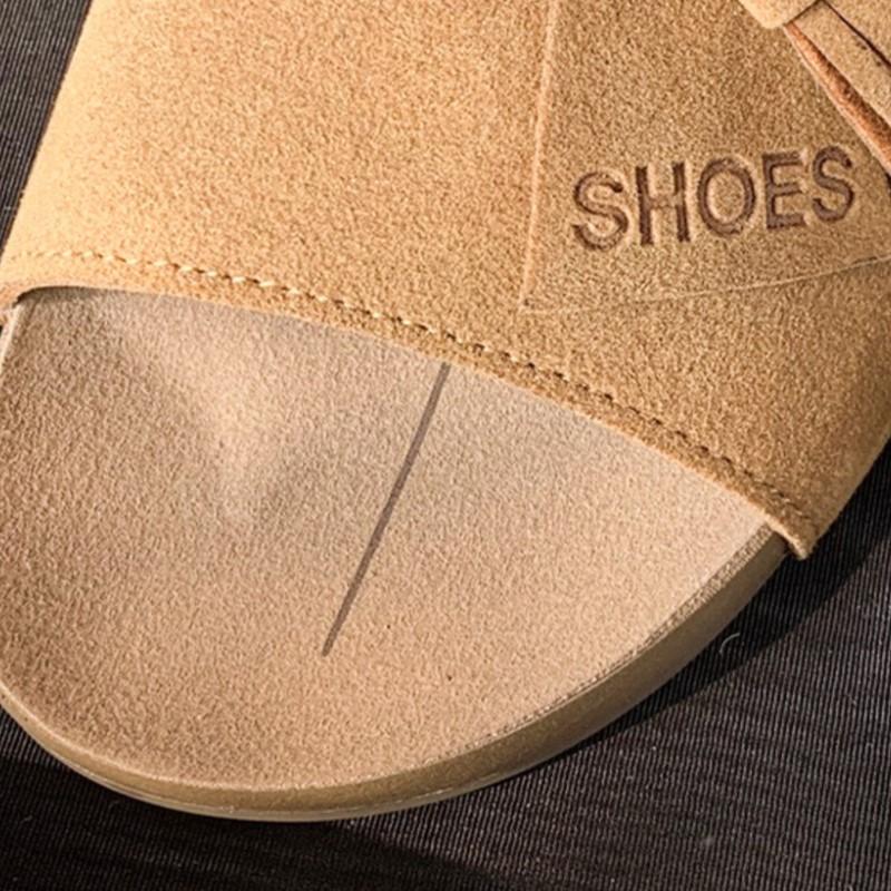 Fashion Korea Ladies 2025 Summer New Thick-Soled Retro Tassel Slip-On One-Strap Lazy Women's Outdoor Solid Soft-soled Sandals