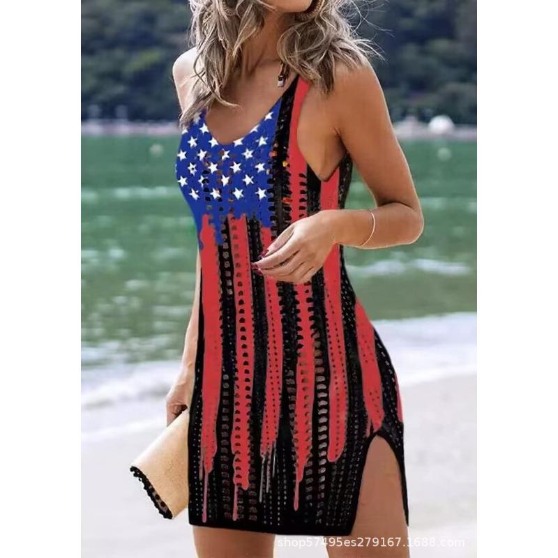 New Sexy Knitted Sweater Women's Hollow Blouse Short Skirt Sun Protection Beach Dress