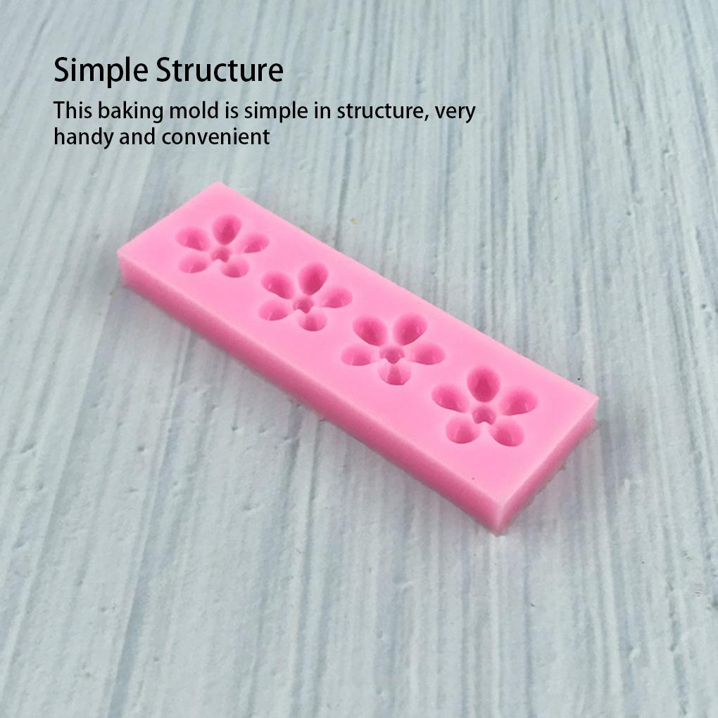 Silicone 4 Grid Flower Shape Cake Mold Romantic DIY Washable Replacement Home Kitchen Fondant Chocolate Baking Mould