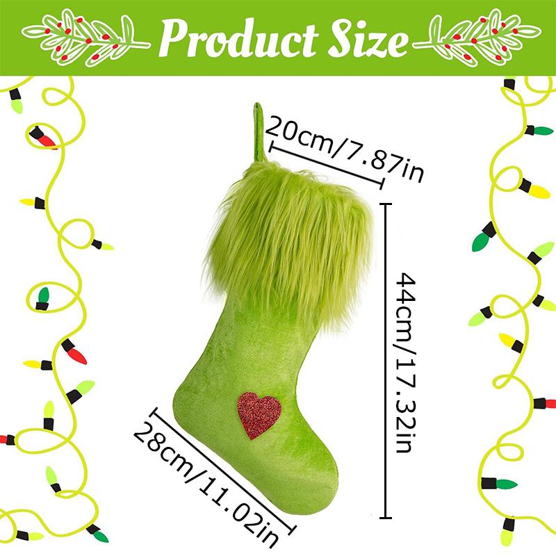 Vánoce 2025 Zelená dárková taška Potřeby pro domácí párty Řemeslné výrobky Ozdoba na vánoční stromek Sametové ponožky DIY Festivalové dekorace