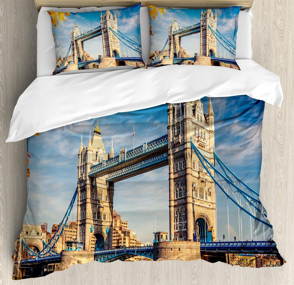 London Bettbezug-Set London Telefonzelle auf der Straße Traditionell Lokal Kulturell England UK Retro King Size Bettwäsche-Set