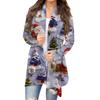Women's Fashion Christmas Print Jacket Long Sleeve Casual Cardigan Coat