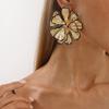 Vintage Metallic Pleated Black Edge Petal Earrings Elegant Three Dimensional Flower Exaggerated Women Ear Studs Jewelry