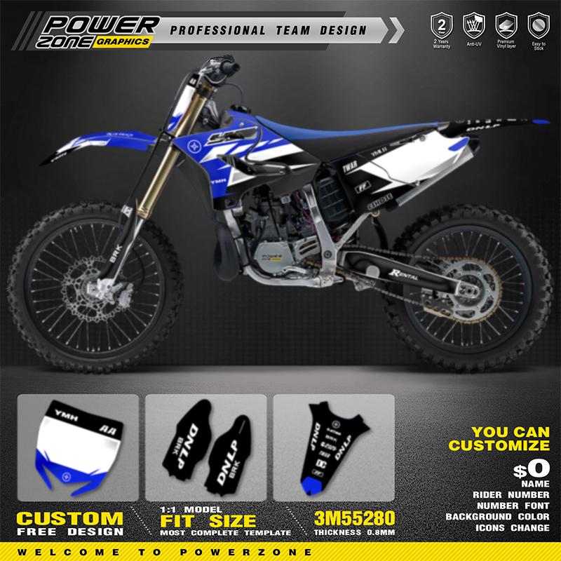 PowerZone For YAMAHA 2015-2021 YZ125-250 2016 2017 2018-2021 YZ250X Custom Motorcycle Graphics Backgrounds Decals Stickers Kits