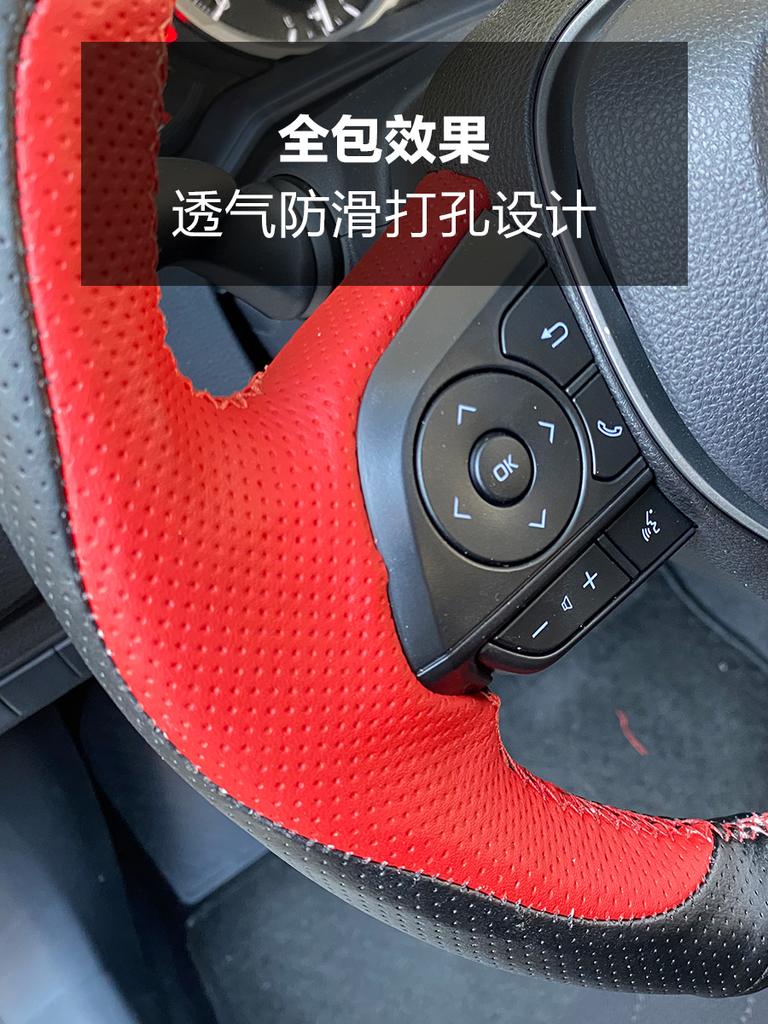 hand-stitched Anti-slip black red Genuine Leather Steering Wheel Cover For Toyota Avalon Camry Crown 2018-2019 Corolla 2018-2020