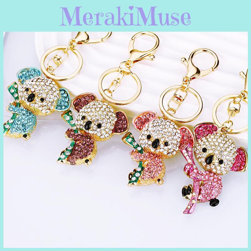 Cute Koala Bear Metal Keychain Ring Women Bag Pendant Wholesale Gift Pink Blue Purple