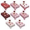 Yousheng Valentine's Day Tablecloth Love Heart Tablecloth Rectangular Square Romantic Table Cover for Anniversary Wedding Party Dining Table