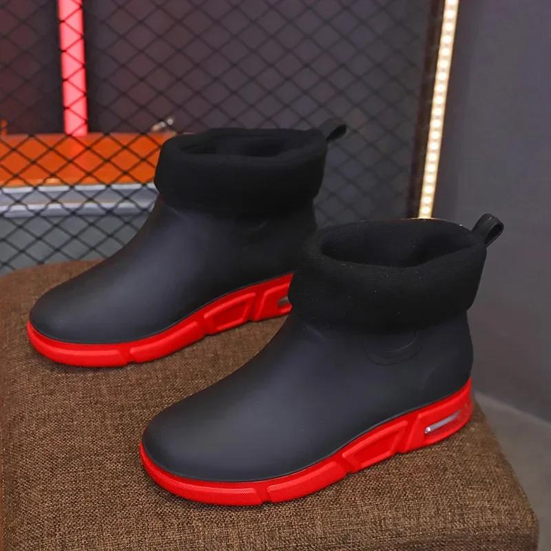 

Fashion Men s Rain Boots Outdoor Air cushion Non-slip Waterproof Working Water Boots Ankle Platform Rainboots Fishing Shoes 44