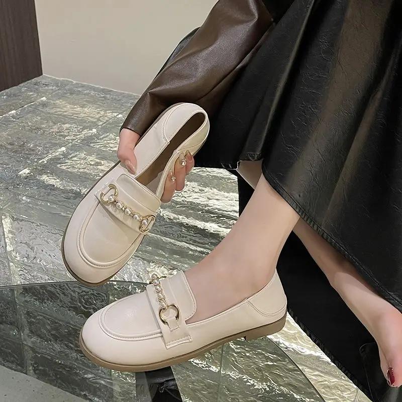 Fashion Pearl Ladies Footwear Round Toe Moccasins Women's Flat Shoes Shoe Elegant and Fashionable Low Price Non Slip On Offer Social Y2k