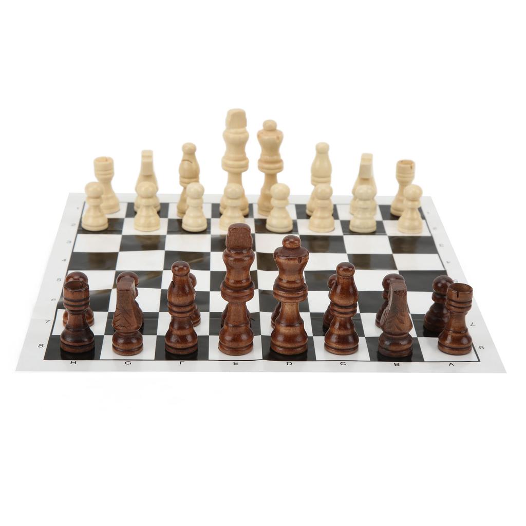 Folding Chess Board with 32 Pieces Chess Pieces Portable Funny Board Game Chess Sets for Holiday Party