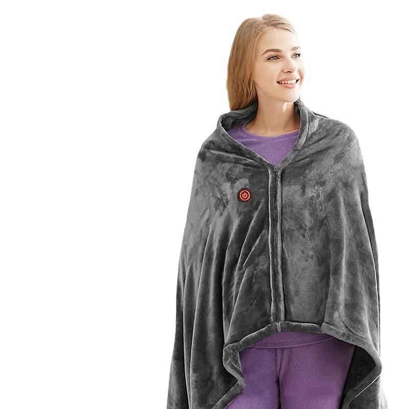 Portable Electric Blanket Winter Warm Fleece Heated Blanket Usb Electric Heating Shawl Full серый