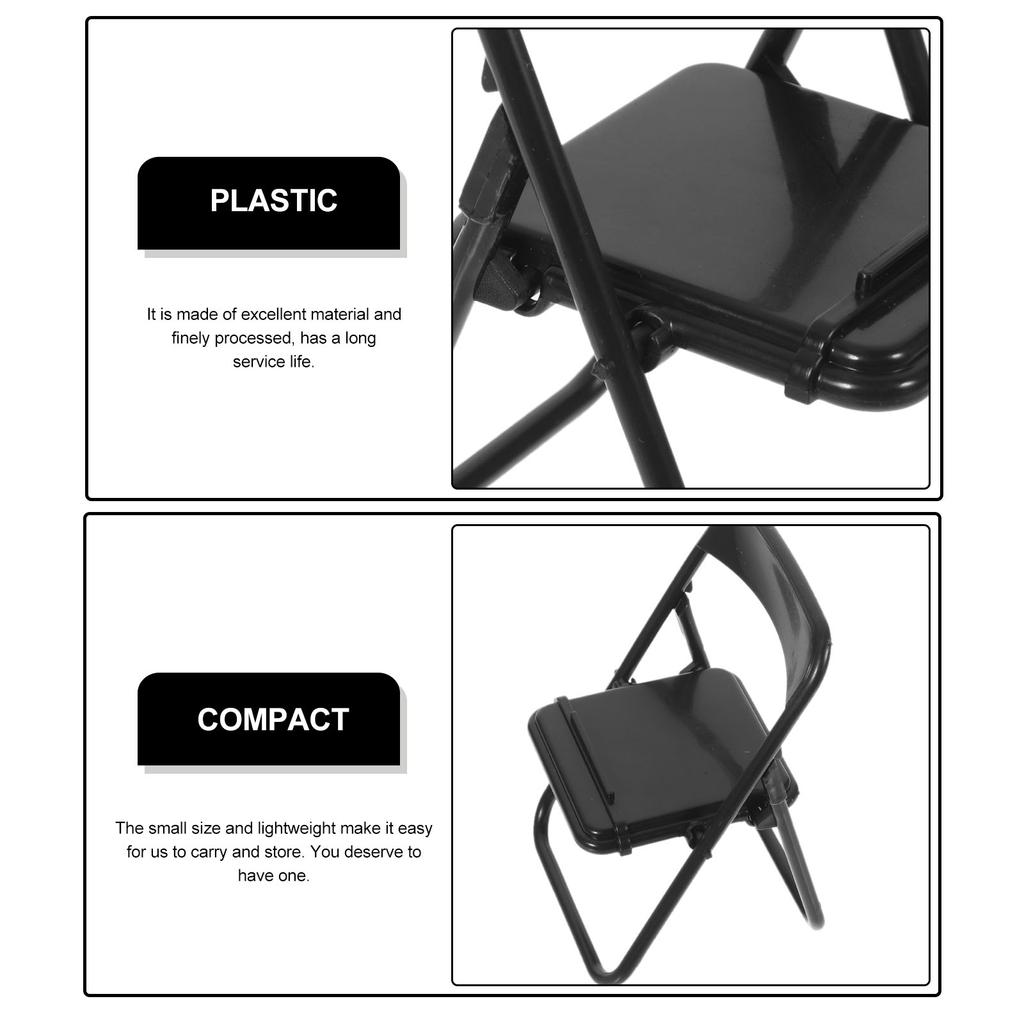 12 Pcs Folding Chair Miniature Simulation Furniture House Ornament Model Models Landscape Plastic Mobile Holder