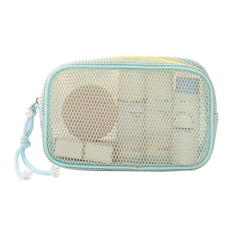 Large Capacity Mesh Cosmetic Travel Bag Dust Resistant Ventilation Portable Toiletry Organizer For Gym And Daily Use