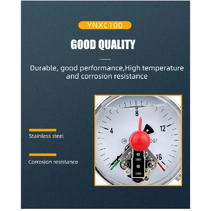 Pressure Gauge Electric Contact Pressure Gauge 220V 380V M20*1.5 Installed At The Bottom For Air Gas Water Fuel Liquid