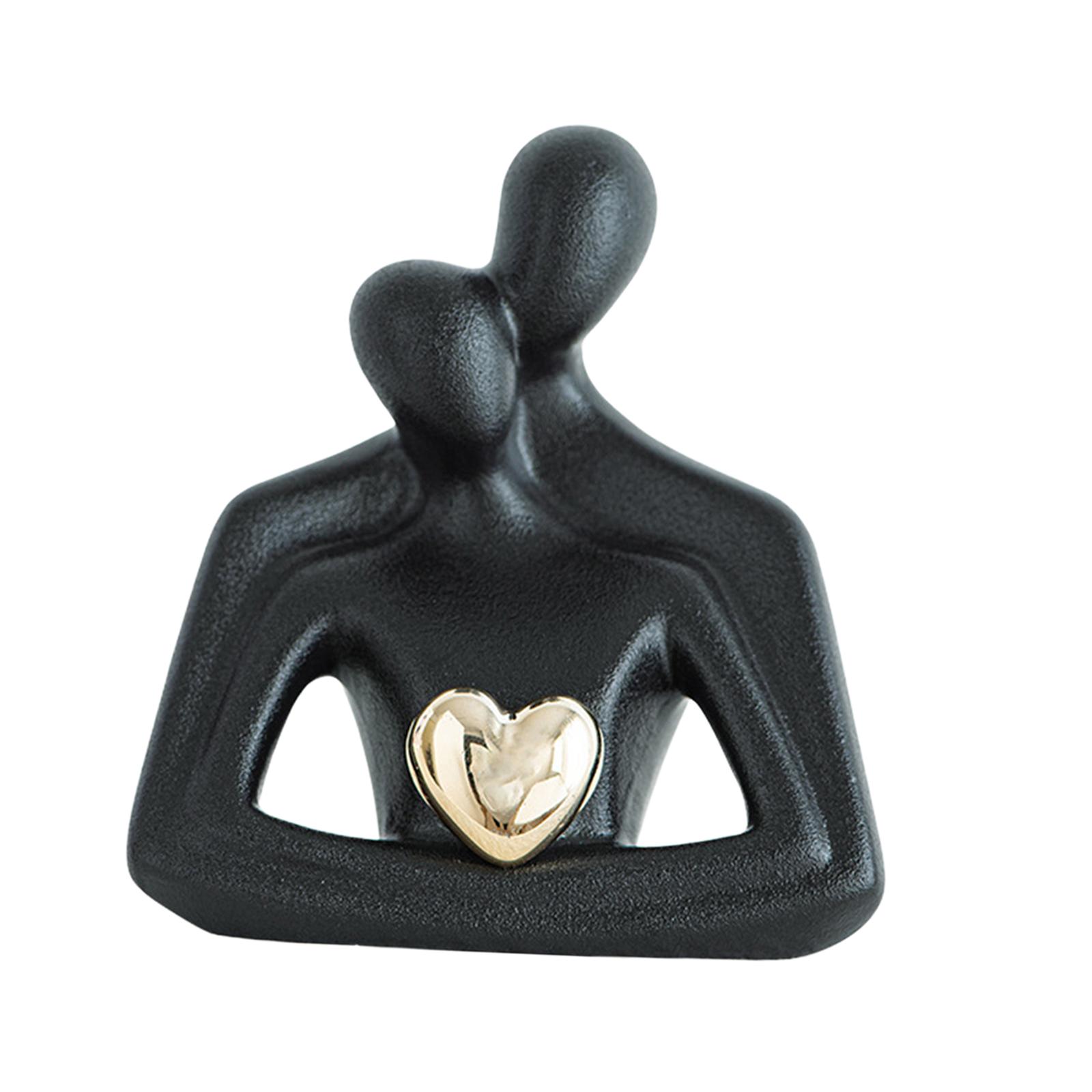 

Hugging Couple Statue Sculpture Abstract Ornament Creative Home Decor Ceramic Lover Figurine for Coffee Table Wedding Gift чорний