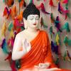 Neue sitzende Buddha-Statue zur Dekoration für Zuhause und Büro, Idol-Statue aus Marmorstaub aus Harz 15 Zoll