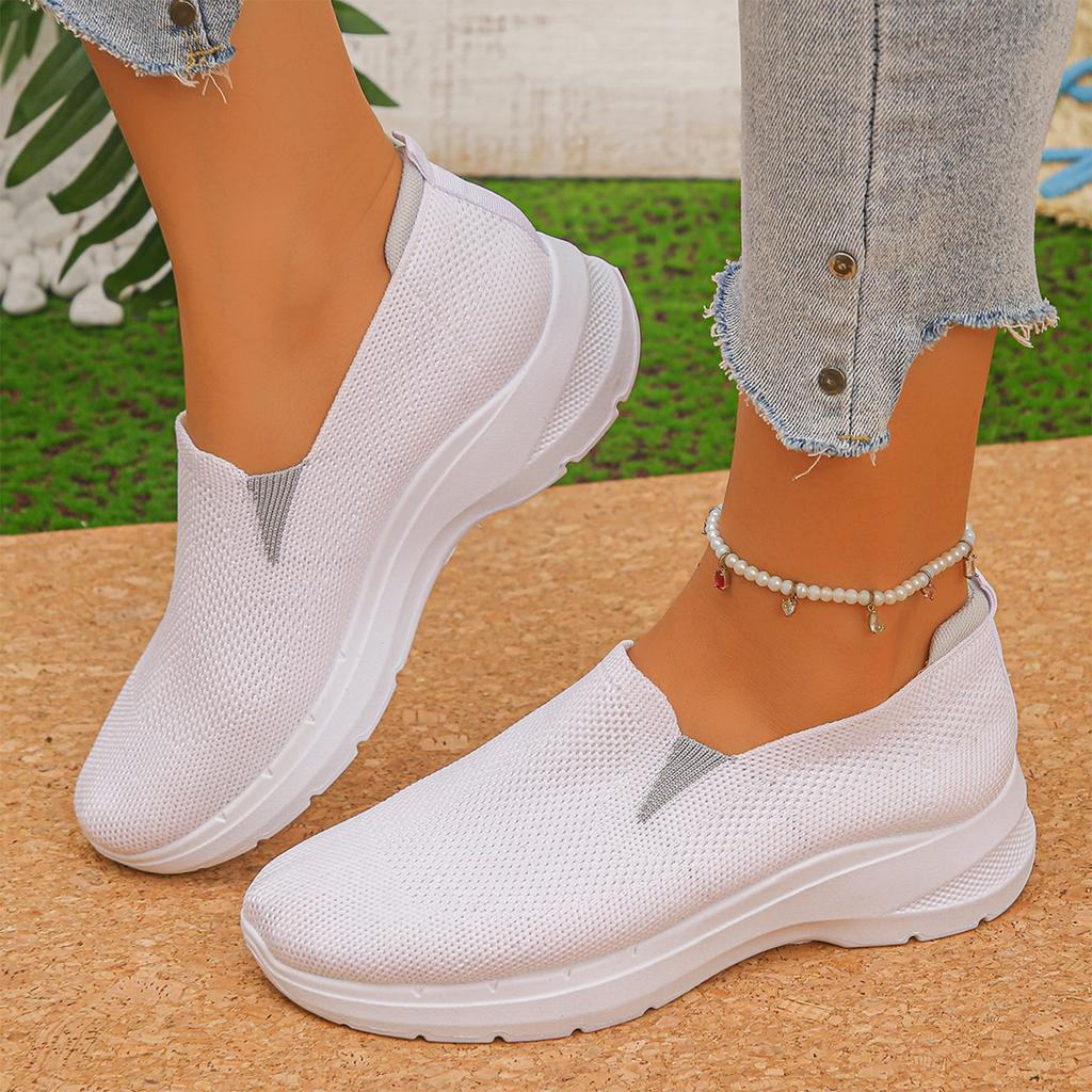 Women's Casual Flats, Breathable Knit Mesh Upper, Soft, Lightweight Shoes