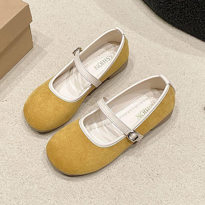 Shallow mouth versatile one-word soft-soled flat-soled Doudou shoes 2025 spring and autumn new French small fragrant style Mary Jane single shoes