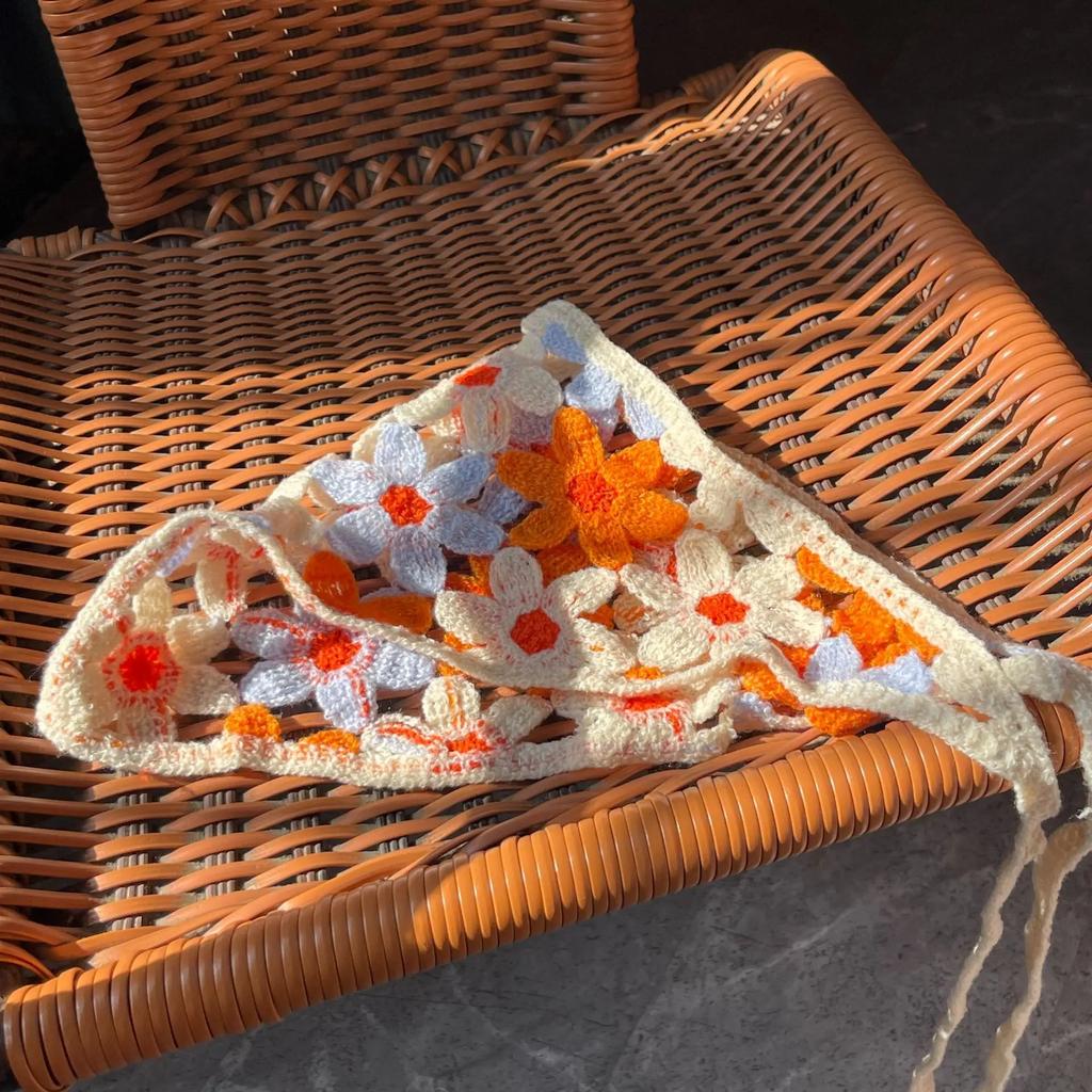 Koreanisch Süß Niedlich Handgemacht Häkeln Hohl Dreieck Stirnband Handtuch Frauen Frühling und Sommer Reise Foto Haar Schal