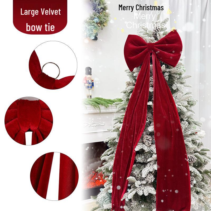 Large Red Velvet Bow Ornament for Christmas Decorations, Hotel Displays, Shopping Malls, and Spring Festivals