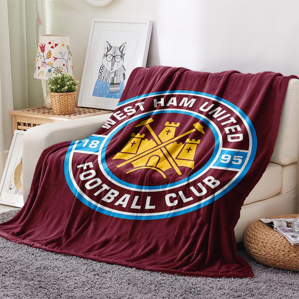 1 Peça Manta de Flanela com Estampa do West Ham United, Alta qualidade Todas as Estações, Decoração de Casa, Calor e Conforto, Perfeita para Presentes de Natal