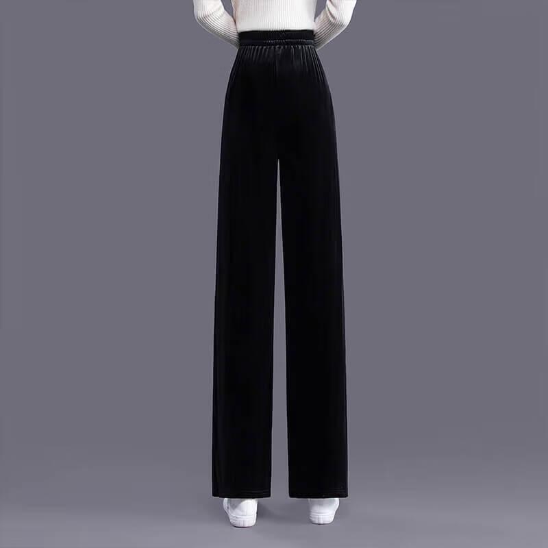 Sibaishe Dámské velurové ležérní kalhoty se širokými nohavicemi