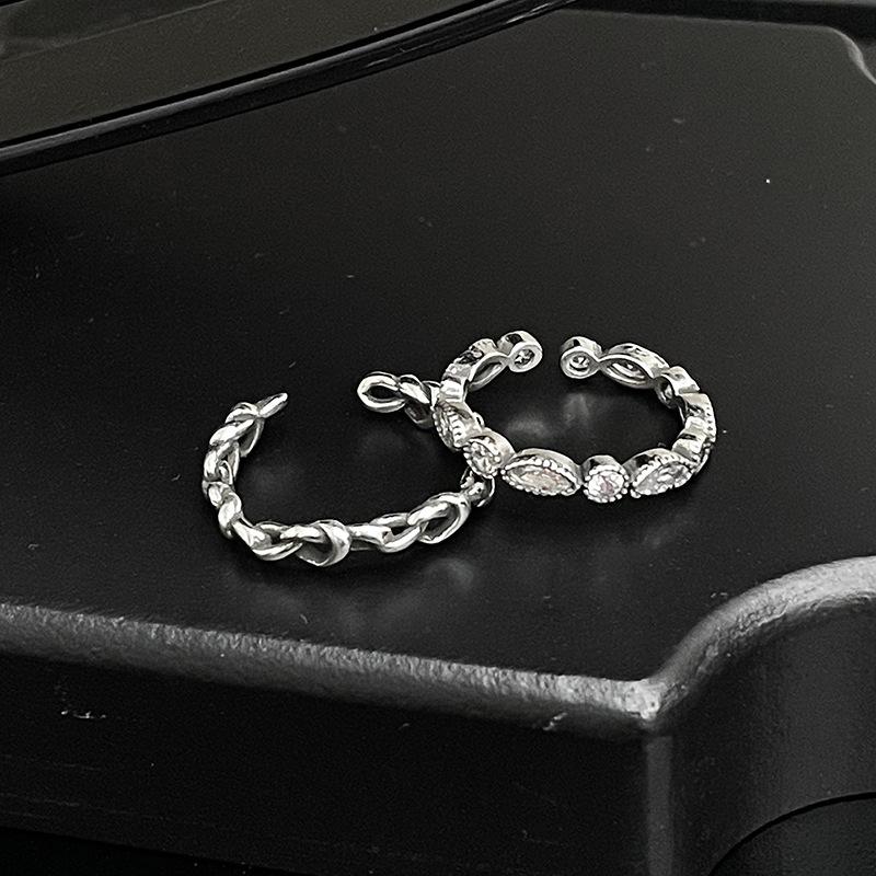 Niche Design Simple Inlaid Zircon Retro Punk High-End Ring Female Opening Fashionable And Cold