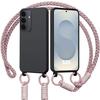Case for Samsung Galaxy S25, Ultra Slim Shockproof Soft TPU with Pink Shoulder Strap