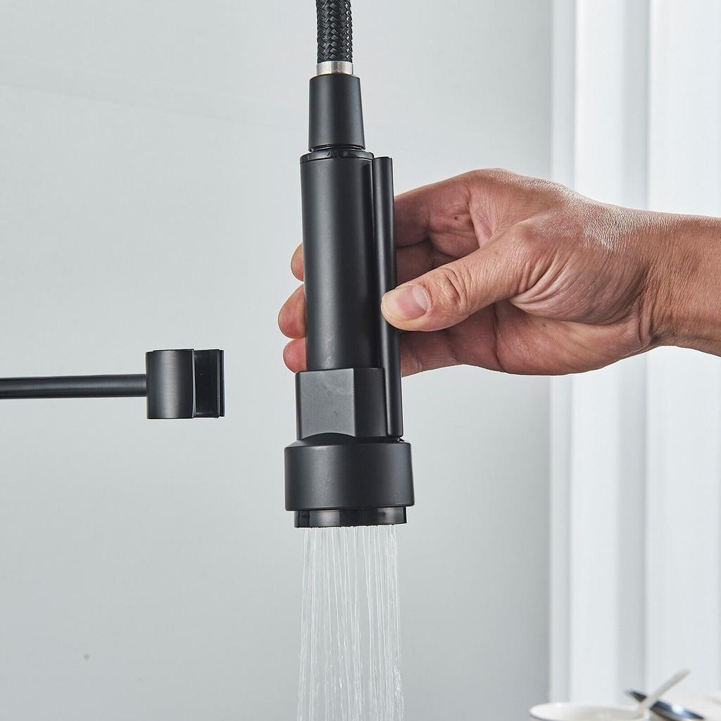 Pull-Down Commercial Kitchen Sink Faucet Mixer Tap With Sprayer Single Handle Single Hole