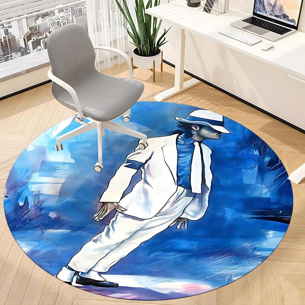 1pc Michael Joseph Jackson Moonwalk Office Round Area Rug, Under Office Chairs Bedroom Living Room Home Decor A1022332