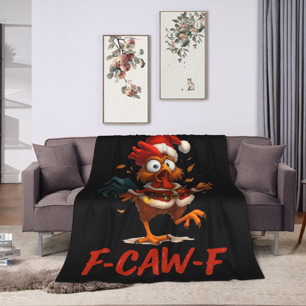 Christmas F Caw F Rooster Flannel Blankets Winter  Super Soft Bedding Throws for Kids Adult Comfortable Bedspread Sofa Bed Cover