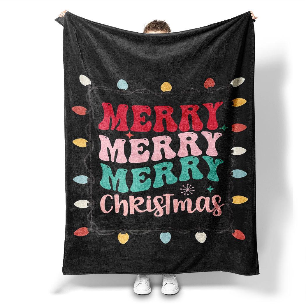 

Christmas Colorful Letters Printed Blanket for Sofa Travel Camping Living Room Office Conditioning Blanket for All Seasons Gifts 75x90cm