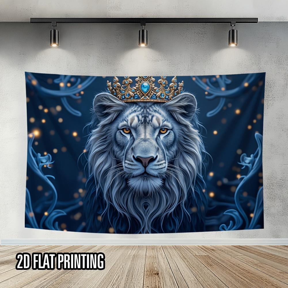 1pc Lion Backdrop - 2D Flat Print Party Banner For Wedding Birthday Anniversary - Multi Purpose Indoor/ Decor For Home Garden Backdrop Lion