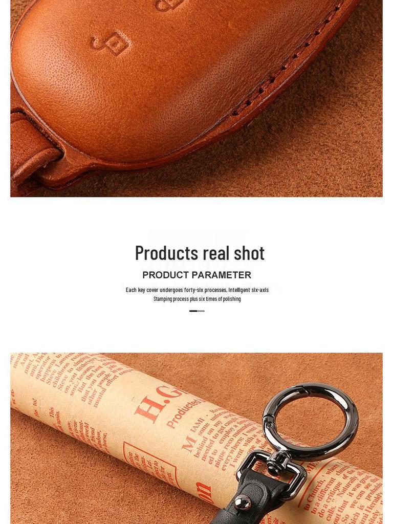 Premium Cowhide Genuine Leather Key Case for L9 Model - Ideal Car Key Protector