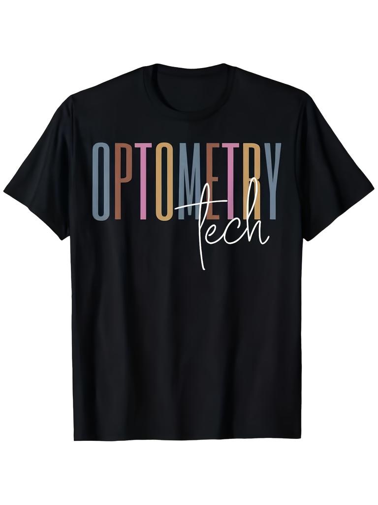 Men's Vintage Optometry Tech Graphic TShirt Heavyweight 180gsm Tee for Optometrists Ophthalmologists Eyecare Professionals Black Retro Eye Care Shirt