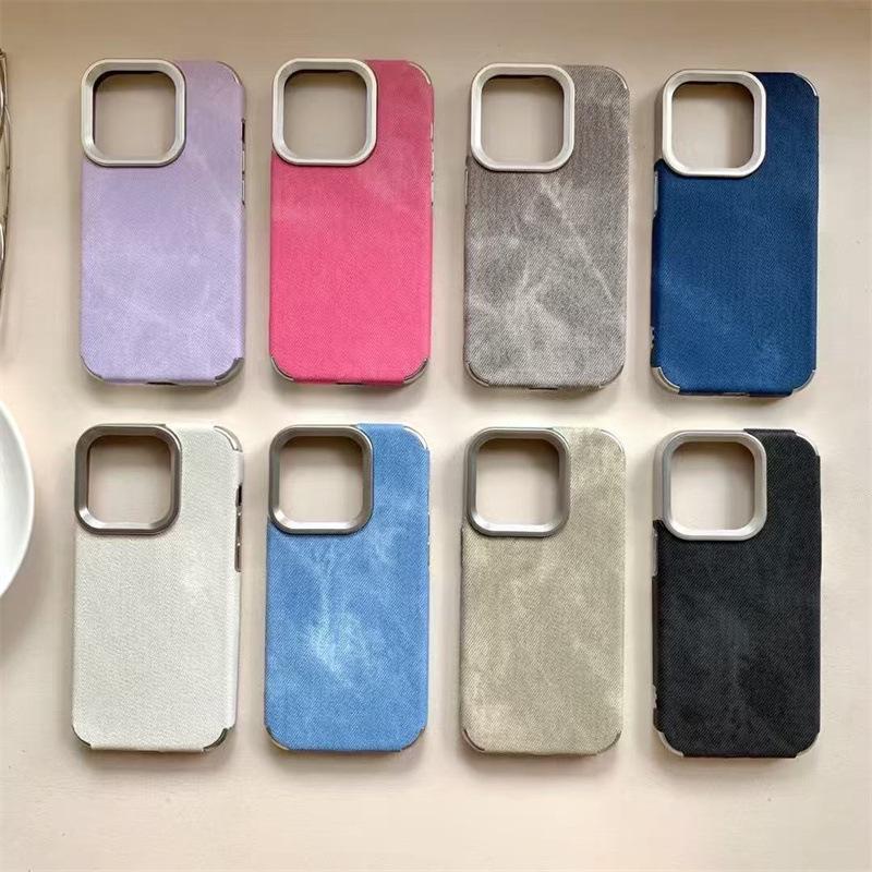 Electroplated Denim Texture iPhone 17 Pro Case, Full Coverage for Apple 16 Pro, 14 Pro, and 15 Pro Retro.