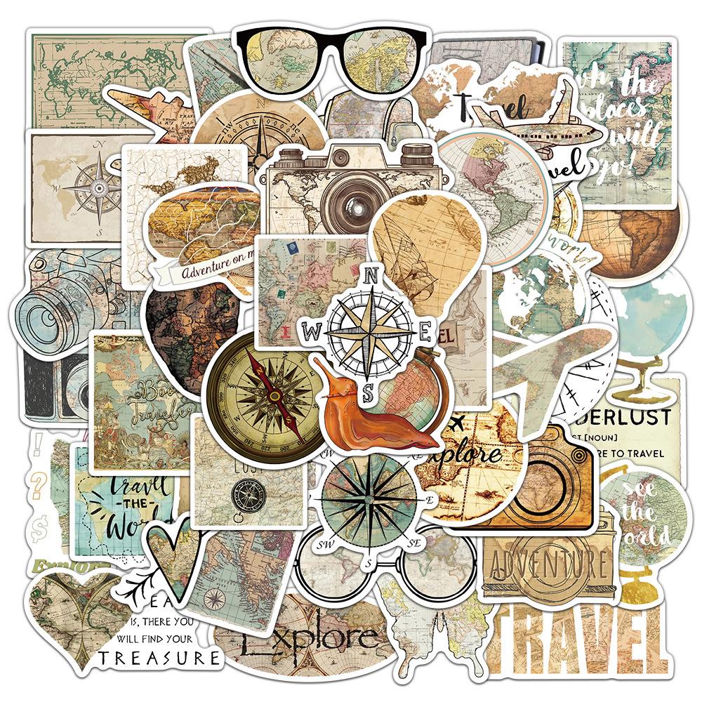 

50 шт. Наклейки «Путешествуй по карте» Детские DIY Наклейки для компьютера, багажа, водонепроницаемые, для украшения, студенческие канцелярские наклейки