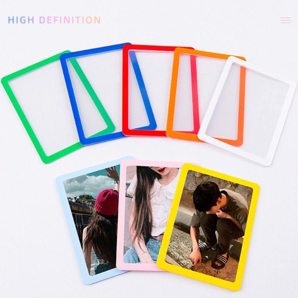5 PCS New PVC Transparent Card Holder Clear Colored Borders Hard Edge Card Sleeve High Definition Smooth Photo Holder