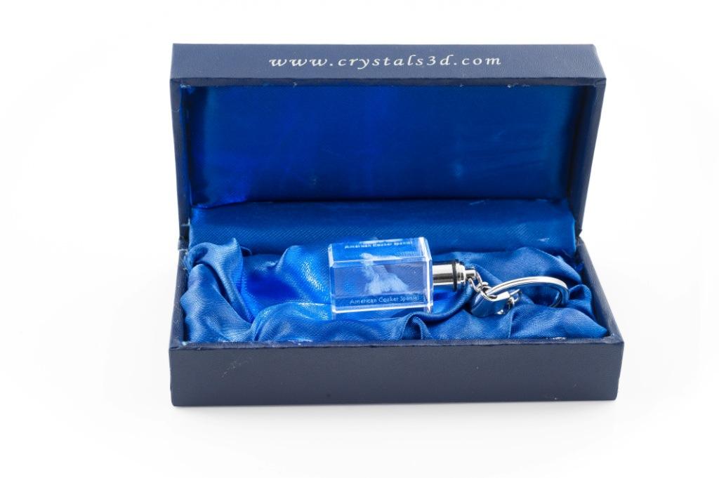 American Cocker Spaniel, Merry Cocker - Crystal key ring with dog photo, illuminated key ring, unique gift by Art-Dog brand